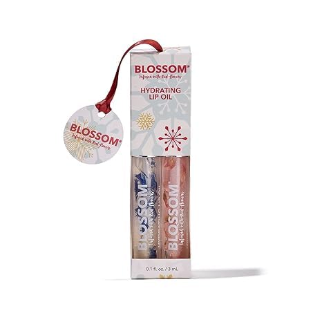 Blossom Moisturizing and Hydrating Shimmer Sparkle Lip Oil with Olive Oil + Grape Seed Oil, Infused with Real Flowers, 6g, Holiday Stocking Stuffer, 2 pack, Coconut/Watermelon-VivaGrace Women