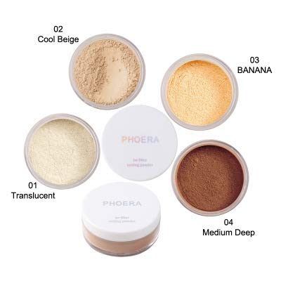 PHOERA Setting Powder Controls Oil,Setting Powder Makeup Light,Loose Powder Makeup Coverage,Loose Setting Powder Mini,0.17oz (03#BANANA)-VivaGrace Women