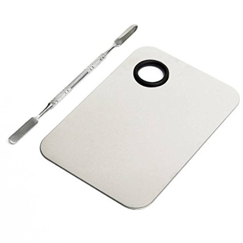 Onwon Stainless Steel Professional Pro Lady Cosmetic Makeup Palette Nail Eye Shadow Mixing Makeup Palette with Spatula Tool(150x100MM)-VivaGrace Women