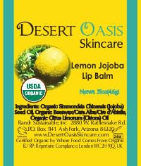 2-Pack Organic Lemon Lip Balm - USDA Certified Organic, 70% Organic Jojoba Oil, Organic Beeswax, Soothes and Softens Dry, Cracked, and Sensitive Lips, Natural Lemon Scent No Taste. 0.15 oz/4.6 gm-VivaGrace Women