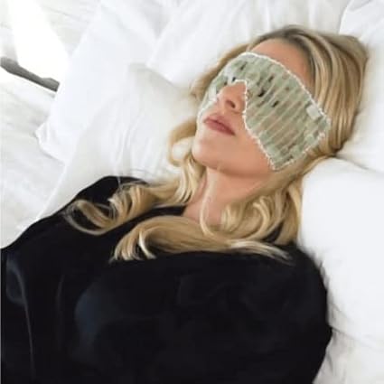 Alana Mitchell Jade Eye Mask – Weighted Eye Mask to Eliminate Wrinkles, Puffiness, & Irritation – Headache and Migraine Relief Mask - 100% Real Jade Stone Beads for Hot & Cold Anti Aging Therapy-VivaGrace Women