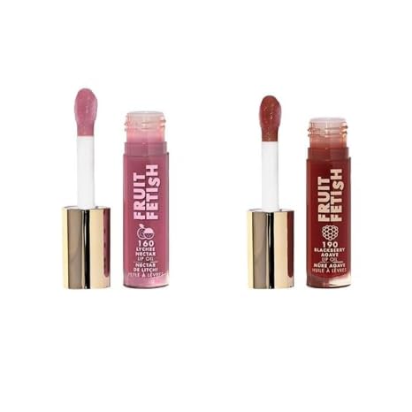 Milani Fruit Fetish Lip Oil Bundle with Vitamin E for Instant Hydration, Fruit Extract Infused Lip Treatment and Moisturizing Lip Gloss - Blackberry Agave + Lychee Nector, 2pk-VivaGrace Women