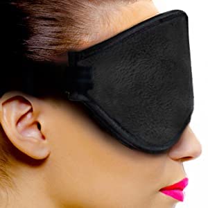 Dream Essentials - Escape 3D Sleep Mask, Earplugs and Carry Pouch Set, Molded Eye Shade for Men and Women, Contoured, Nose Bridge, Light Block, Memory Foam, Gift Set, Travel, Yoga, Blindfold - Black-VivaGrace Women