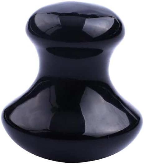 1 Pc Mushroom Jade Gua Sha Facial Tools, Jade Roller Guasha Massage Black Jade Stone Mushroom Shaped Face Lift Remove Wrinkles Massager for Women Spa, Gua Sha Massage Knobs for Body Relaxing-VivaGrace Women