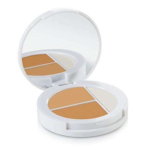 Sheer Cover Studio – Conceal and Brighten Highlight Trio – Two-Toned Concealers – Shimmering Highlighter – Medium/Tan Shade – With FREE Concealer Brush – 3 Grams-VivaGrace Women
