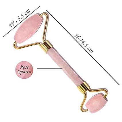 Rose Quartz Roller and Gua sha Set | Reduces Wrinkles, Fine lines and Dark Circles | Pink Jade Roller | Anti-aging Massager for Skin Toning and Tightening for Face, Eyes, Neck-VivaGrace Women