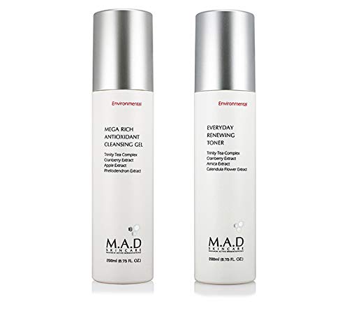 M.A.D SKINCARE MAXIMUM ACTIVE DERMACEUTICALS Environmental Duo Set - Mega Rich Antioxidant Cleansing Gel- Everyday Renewing Toner