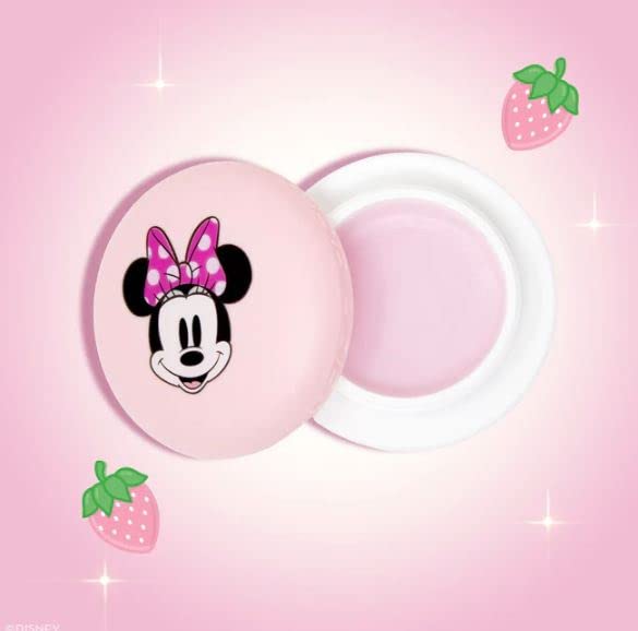 The Crème Shop x Disney Macaron Lip Balm Minnie Mouse Strawberries and Crème Pink Korean Scented Pocket Portable Vitamin E Shea Butter-VivaGrace Women