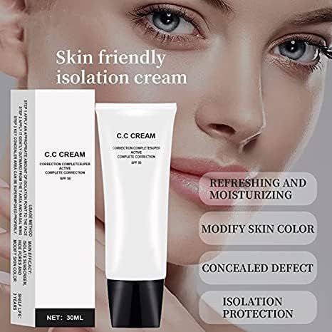 Skin Tone Adjusting CC Cream SPF 50, CC Cream Self Adjusting for Mature Skin, All-In-One Face Sunscreen and Foundation, Pre-makeup Primer Moisturizing Skin Concealer Brightening Skin Tone 30ml - 2 Pcs-VivaGrace Women