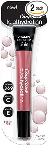 ChapStick Total Hydration Tinted Lip Oil 0.24 fl oz, Subtle Pink (Pack of 2)-VivaGrace Women