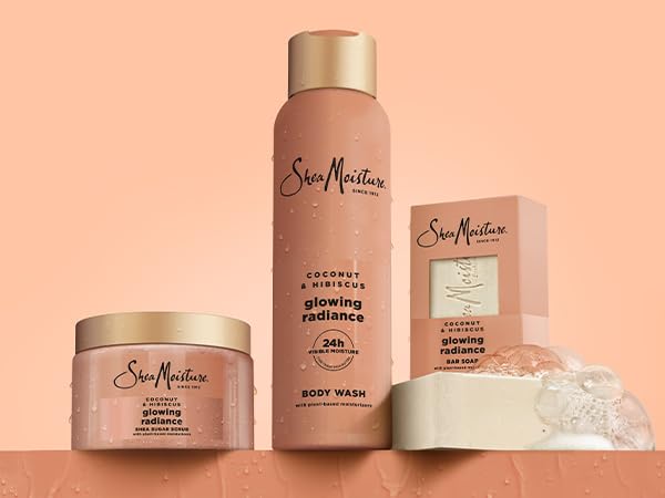 SheaMoisture Shea Sugar Body Scrub For Glowing Radiance Coconut Hibiscus Glowing Radiance Body Scrub With 24h Shea Moisture Nutrients 12 oz-VivaGrace Women