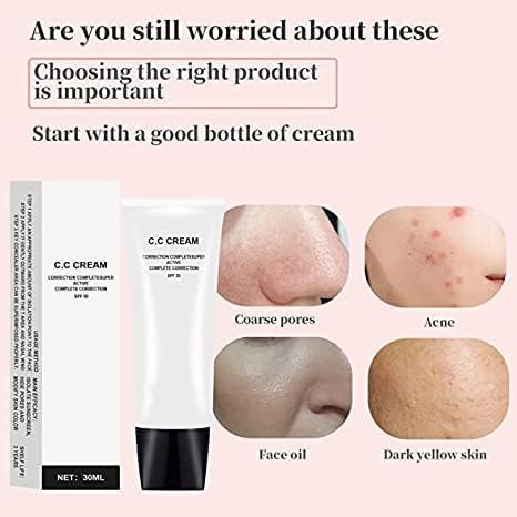 Skin Tone Adjusting CC Cream SPF 50, CC Cream Self Adjusting for Mature Skin, All-In-One Face Sunscreen and Foundation, Pre-makeup Primer Moisturizing Skin Concealer Brightening Skin Tone 30ml - 2 Pcs-VivaGrace Women