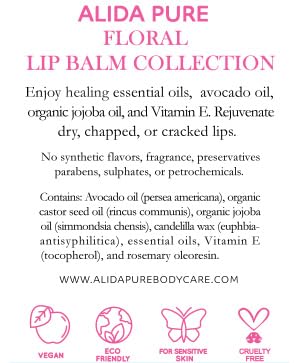 Floral Lip Balm Collection, Vegan Lip Balm Set, Beeswax Free, with Avocado Oil, Organic Jojoba Oil, and Vitamin E, Natural Moisturizer for Dry, Chapped or Cracked Lips, 3 Tube Set-VivaGrace Women