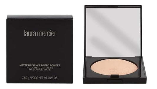 Laura Mercier Matte Radiance Baked Powder Highlight, No. 01 Golden Nude, 0.26 Ounce-VivaGrace Women
