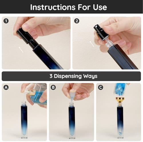 Segbeauty 10 Packs Perfume Bottles Empty, 10ml Refillable Portable Cologne Sprayer, 0.34oz Glass Spray Bottles for Dispensing Perfume, Mini Travel Size Perfume Atomizer Sample Container for Frangrance-VivaGrace Women