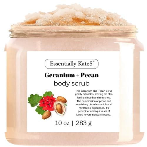 Geranium + Pecan Body & Foot Scrub 10 oz - a refreshing exfoliating experience, leaving your skin feeling smooth, soft, and revitalized - The best stocking stuffer.-VivaGrace Women