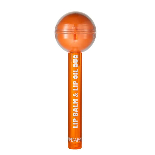 Tinted Lip Balm Lollipop Lip Gloss, Magic pH Color Changing Pink Lipstick & Vitamin E Clear Lip Oil Combo, Hydrating Plumping Lip Care Product for Girls (Orange)-VivaGrace Women