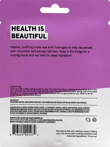 Acure Radically Rejuvenating Under Eye Hydrogel Mask, Provides Anti-Aging Support, & Silk Tree, Purple, Cucumber, 0.236 Fl Oz (Pack of 1)-VivaGrace Women