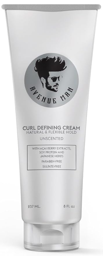 Avenue Man Curl Defining Cream - Unscented Hold Forming Curl Cream for Men with Keratin, Acai & Herbal Extracts - Frizz Control, Humidity Resistant, Lightweight Texture - Curly Hair Products for Men-VivaGrace Women