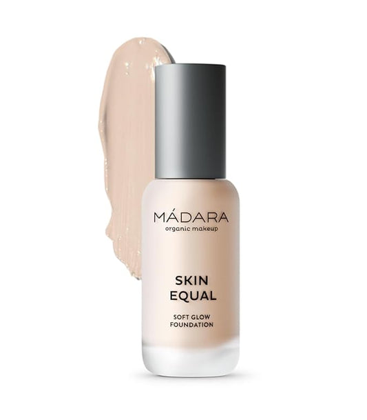 MÁDARA Organic Skincare | Skin Equal Soft Glow Foundation SPF15 PORCELAIN IVORY 10-30ml, Mineral foundation with hyaluronic acid, Buildable medium coverage, Dewy foundation, Vegan, COSMOS certified-VivaGrace Women
