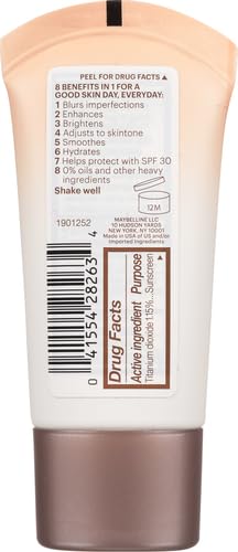 Maybelline Dream Fresh Skin Hydrating BB cream, 8-in-1 Skin Perfecting Beauty Balm with Broad Spectrum SPF 30, Sheer Tint Coverage, Oil-Free, Light/Medium, 1 Fl Oz-VivaGrace Women
