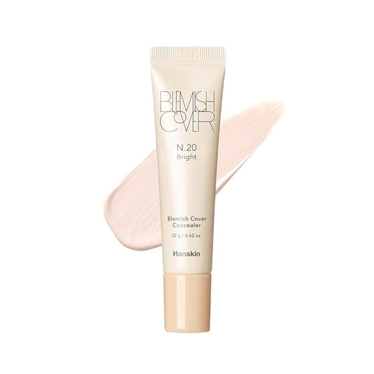 Hanskin New Blemish Cover Full Coverage Concealer, Under Eye Brightener, Conceal & Brighten Dark Circles, Semi Matte Creamy Formula, Flawless Finish, Korean Makeup [Bright/12g]-VivaGrace Women