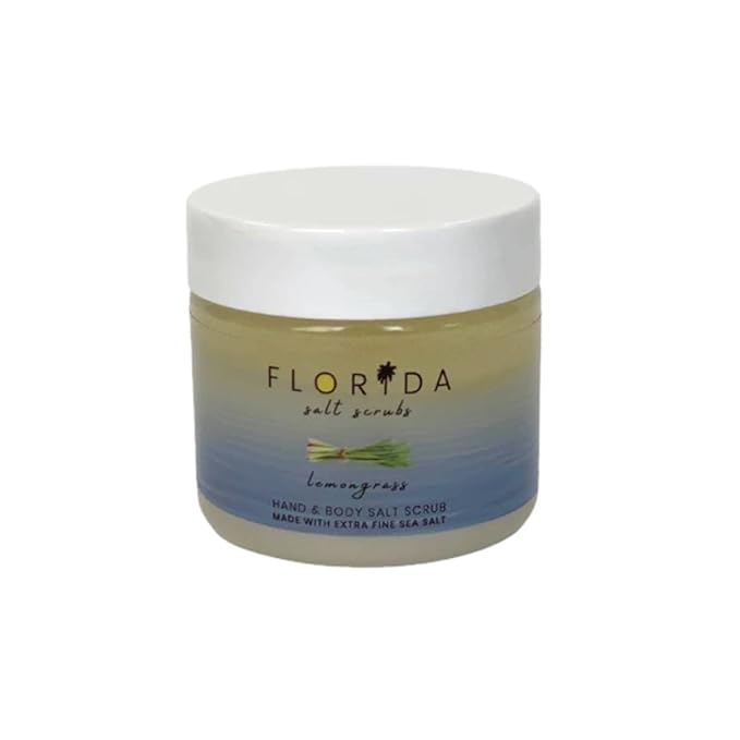Sea Salt Body Scrub by Florida Suncare - Ocean Salt Body Polish Infused with Marine Algae - Exfoliating Face and Body Scrub - Facial Scrub Exfoliator to Tackle Acne (Lemongrass, 3.3 oz)-VivaGrace Women