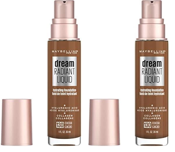 Maybelline Dream Radiant Liquid Medium Coverage Hydrating Makeup, Lightweight Liquid Foundation, Cocoa, 1 Count (Pack of 2)-VivaGrace Women