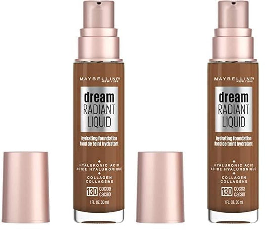 Maybelline Dream Radiant Liquid Medium Coverage Hydrating Makeup, Lightweight Liquid Foundation, Cocoa, 1 Count (Pack of 2)-VivaGrace Women