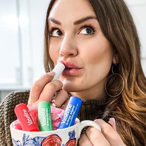 Vaseline Lip Therapy Stick with Petroleum Jelly Gift Set Includes Original, Rosy Lips and Aloe, 6 Count-VivaGrace Women