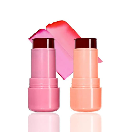 2 Pcs Milk Jelly Blush, Milk Cooling Water Jelly Tint, Vivid Color Water Jelly Tint Milk Blush, Sheer Eye Lip & Cheek Stick Stain, Long Wearing, Watercolor Finish Lip Gloss for Women, 01&02-VivaGrace Women