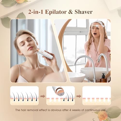 Epilator,2 in 1Epilator for Women Rechargeable,Womens Electric Shaver with LED Light,Hair Removal,Hair Removal for Women Legs/Face/Bikini/Arms,Smooth Epilator Trimmer Travel Kit Set,Simple to use-VivaGrace Women