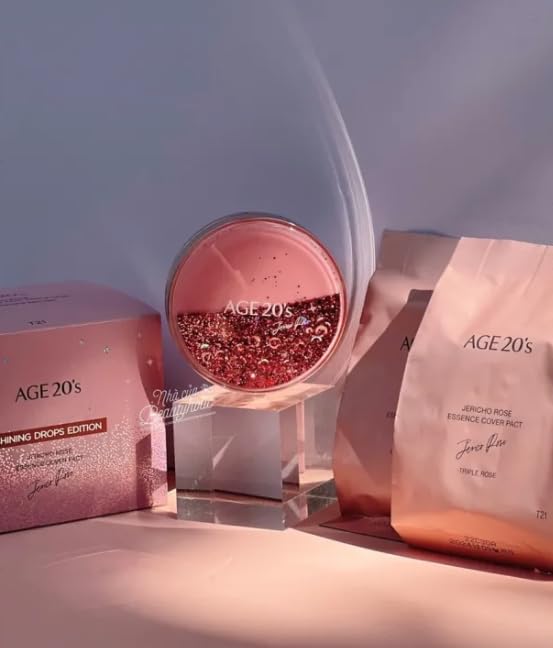AGE 20's Shining Drop Edition Jericho Rose Essence Pink Pact Pink Latte No.21 Makeup Foundation 1 Refil-VivaGrace Women