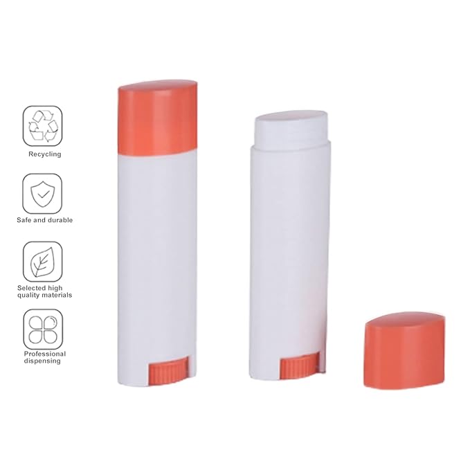 5ml 50Pcs Empty Oval Deodorant Lip balm Tubes Containers Twist-up Refillable Containers for Lipstick,Chapstick,Homemade Lip balm,DIY Deodorants(Pink White)-VivaGrace Women
