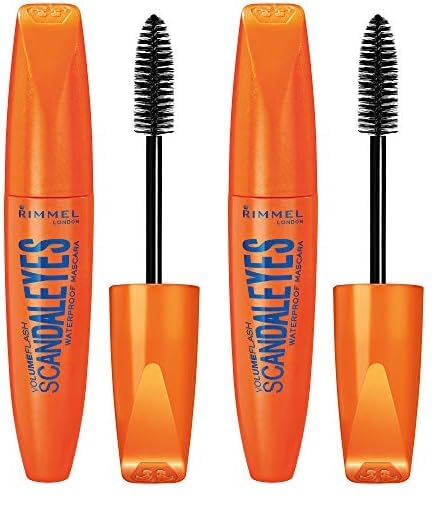 Rimmel London Scandaleyes Mascara, Waterproof, Long-Wearing, Smudge-Proof, 001, Waterproof Black, 0.41oz (Pack of 2)