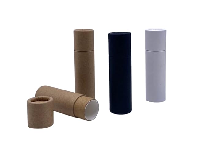 GreenWay 0.3oz / 8.5g Kraft Paperboard Lip Balm Tubes with Lids - 25 Pack Lip Gloss Tubes Refillable DIY Cosmetic Containers - Lip Balm Containers Chapstick Tubes Empty Holder Tubes - White-VivaGrace Women