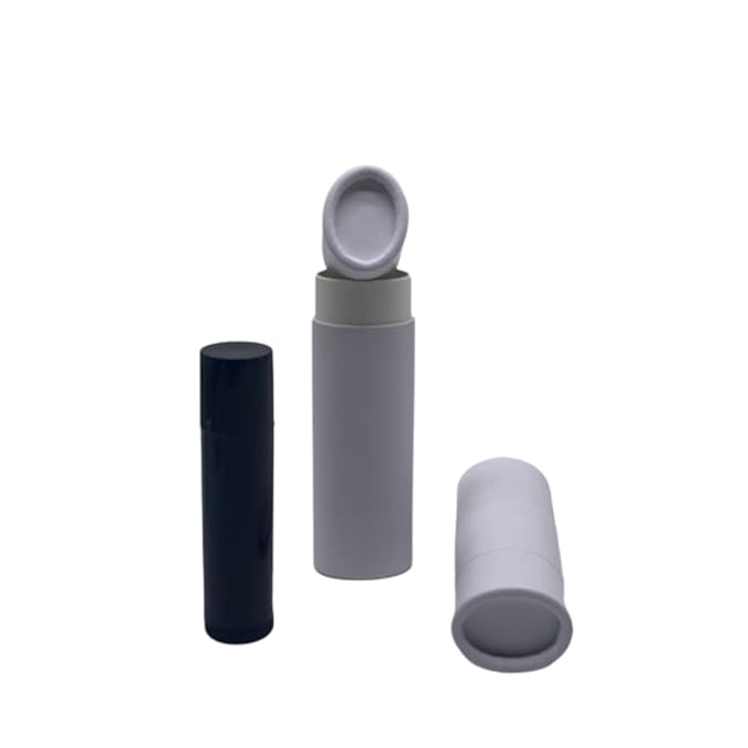 GreenWay 0.5oz / 15g Kraft Paperboard Lip Balm Tubes with Lids - 12 Pack Lip Gloss Tubes Refillable DIY Cosmetic Containers – Oval Shaped Lip Balm Containers Empty Holder Tubes - White-VivaGrace Women