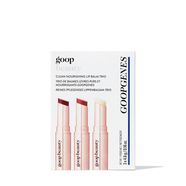 goop Beauty Lip Balm Trio | Moisturizing & Hydrating Lip Balm for Chapped & Dry Lips | Clear, Translucent Garnet, & Sheer Rose | Lip Tint with Nourishing Formula | Petroleum Free | 0.16 oz Each-VivaGrace Women