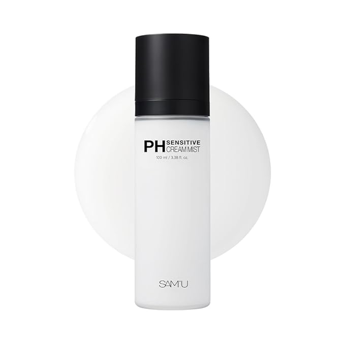 SAM'U PH Sensitive Cream Mist, Centella Face Mist, Hypoallergenic Facial Spray with Hyaluronic Acid & Ceramide, Hydrating & Quick Absorbing, Korean Skin Care for Dry & Sensitive Skin, 3.38 Fl. Oz