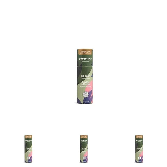 ATTITUDE Plastic-free Lip Balm, EWG Verified Plant- and Mineral-Based Ingredients, Vegan and Cruelty-free Personal Care Products, Mint, 0.3 Oz (Pack of 4)-VivaGrace Women