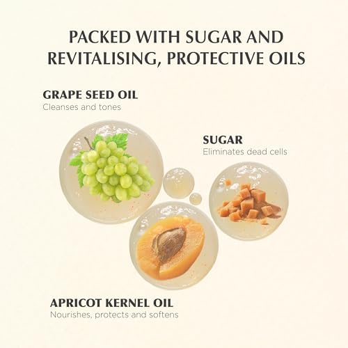 | Face & Body Scrub with Oils & Sugar Crystals | Gentle Exfoliation & Cleansing | Smooths, Softens & Boosts Radiance | Ayurvedic-Inspired Skincare | Nourishing oils | 87% natural| 5.1 fl oz-VivaGrace Women