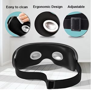 Fmalve Eye Massager with Heat and Cooling for Migraines, Dry Eyes, Heated Eye Mask Massager Improve Sleeping - Gifts for Women and Men (Black)-VivaGrace Women