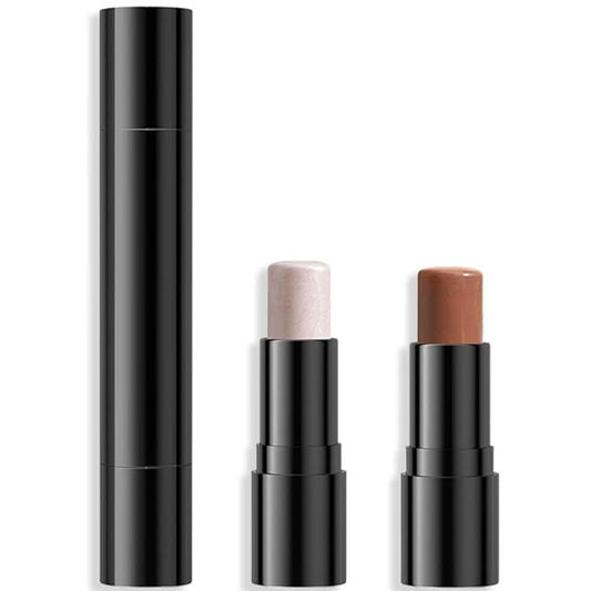 evpct 2In1 Face Cream Contour Stick Makeup Highlighter Highlight Brown Creme Cheek Contour Sticks contorno en crema Bronzer Bronzing Foundation Stick Kit Illuminator Long Lasting,02 Pearl White Coffee-VivaGrace Women