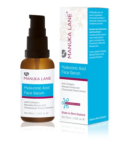Hyaluronic Acid Serum for Face and Neck with Collagen, Manuka Honey & Chamomile Flower Extract | Plant Based Formula | Carefully formulated to keep your skin young and healthy!-VivaGrace Women