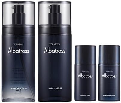 CHARMZONE Albatross Skincare for Men Aftershave Toner and Emulsion Set Father's Day Gift Set Hydrating Moisturizing Nourishing Toner+ Fluid + Travel size Total of 10.5 fl.oz-VivaGrace Women
