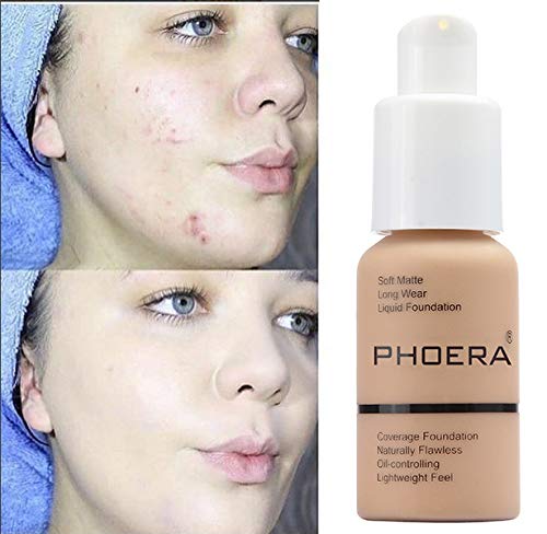 2 Pack PHOERA Foundation, 24HR Matte Oil Control Concealer, Full Coverage Foundation for Women Makeup.(104# Buff Beige)-VivaGrace Women