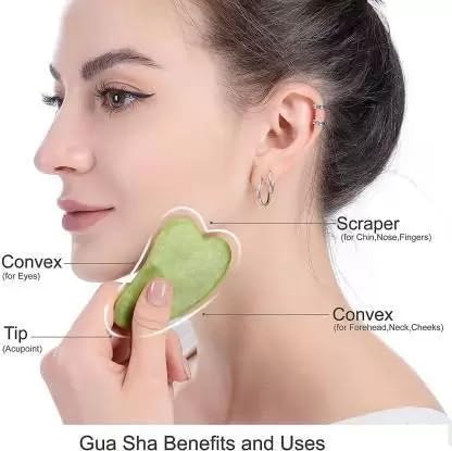 Green Jade Roller & Gua Sha Set, Face Roller Manual Massager,Green Jade Applicator for Face, Neck,Body Muscle,Relaxing, Stimulating Blood Flow, Relieve Fine Lines, Wrinkles,Green-VivaGrace Women