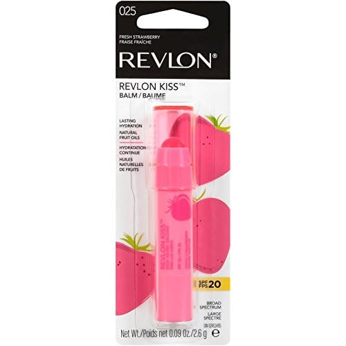Revlon Lip Balm, Kiss Tinted Lip Balm, Face Makeup with Lasting Hydration, SPF 20, Infused with Natural Fruit Oils, 025 Fresh Strawberry, 0.09 Oz (Pack of 2)-VivaGrace Women