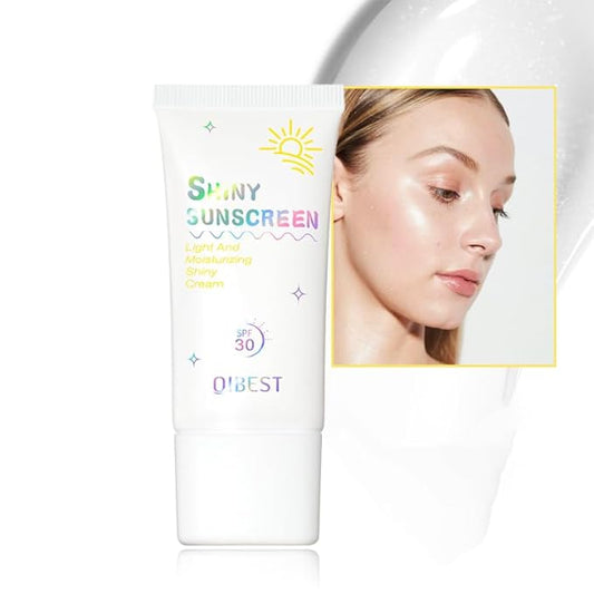 Shimmer Face Primer with Sunscreen, SPF 30, Highlighting Fine Glitter Brightening + Sun Protection, Moisturizing Sunscreen, Natural & Refreshing, Oil-Controlling,Non-Greasy Isolation Primer-VivaGrace Women