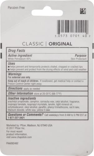 ChapStick Classic Original Lip Balm Tubes, Lip Care - 0.15 Oz (Pack of 3)-VivaGrace Women